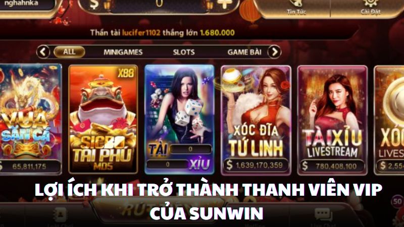 Lợi ích khi trở thành thanh viên VIP của Sunwin 